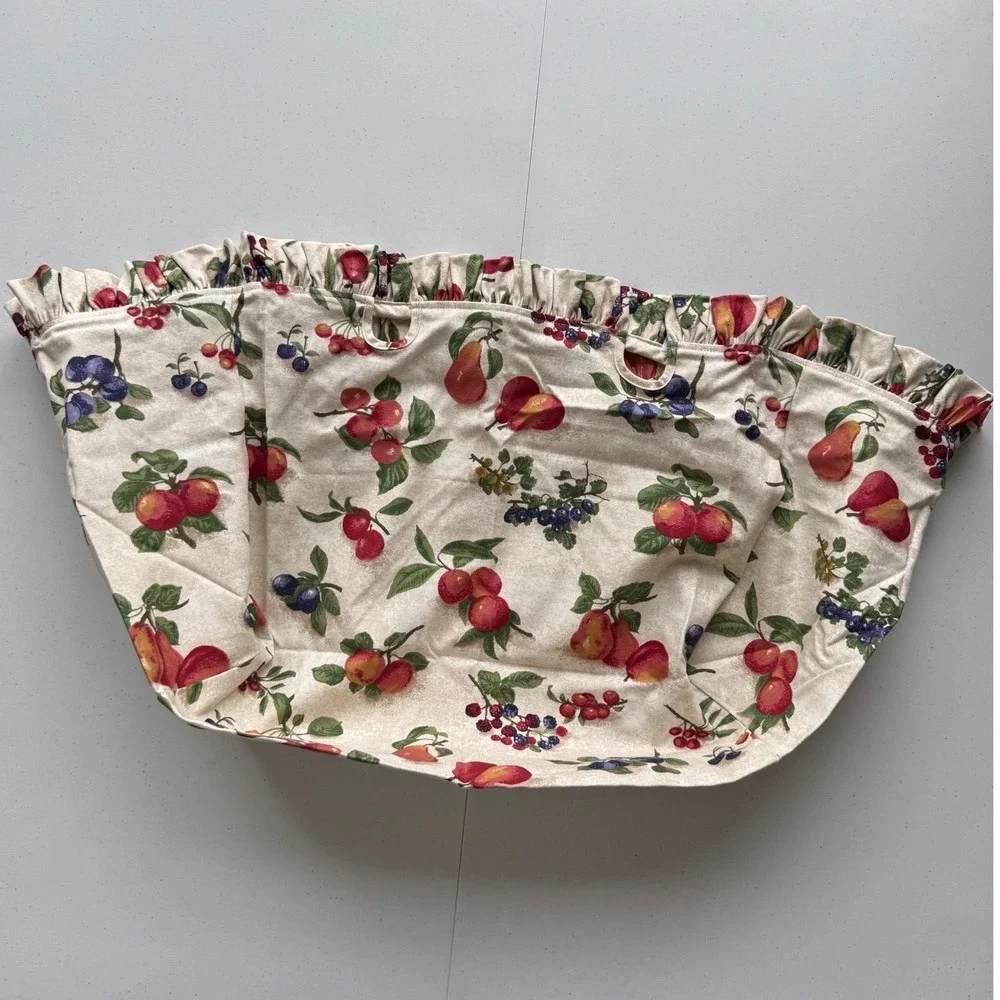 Longaberger Large Gathering Basket Fabric Liner Fruit Medley 16x10x11.5 Ruffled